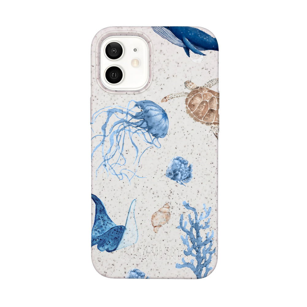 iPhone 12 mini hoesje - witte schildpad - "Turtle &amp; Friends" - duurzaam