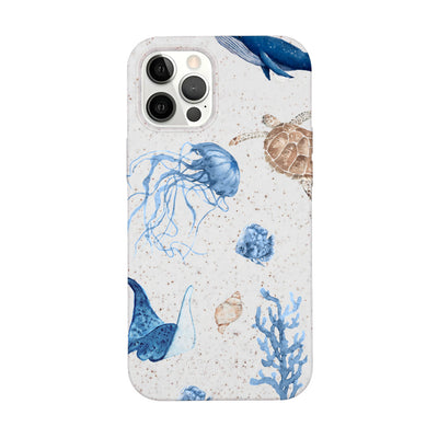iPhone 12 Pro / iPhone 12 Case - White Turtle - "Sea Turtle & Friends" - sustainable