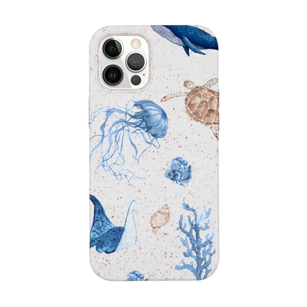 iPhone 12 pro / iPhone 12 Hülle - weiß Schildkröte - "Sea Turtle & Friends" - nachhaltig