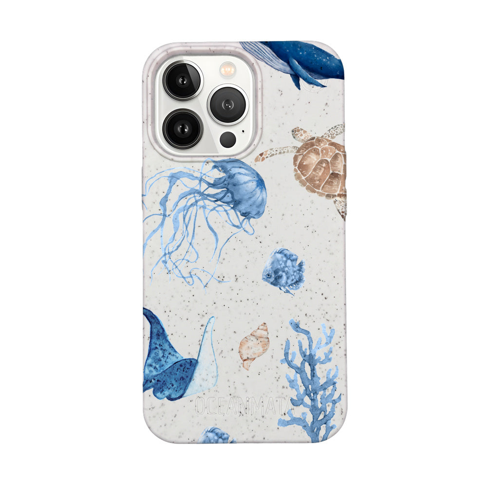 iPhone 13 pro max Hülle - weiß Schildkröte - "Sea Turtle & Friends" - nachhaltig