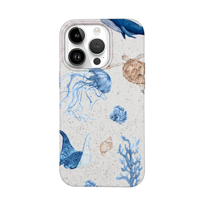 iPhone 14 Pro Case - White Turtle - "Sea Turtle & Friends" - Sustainable