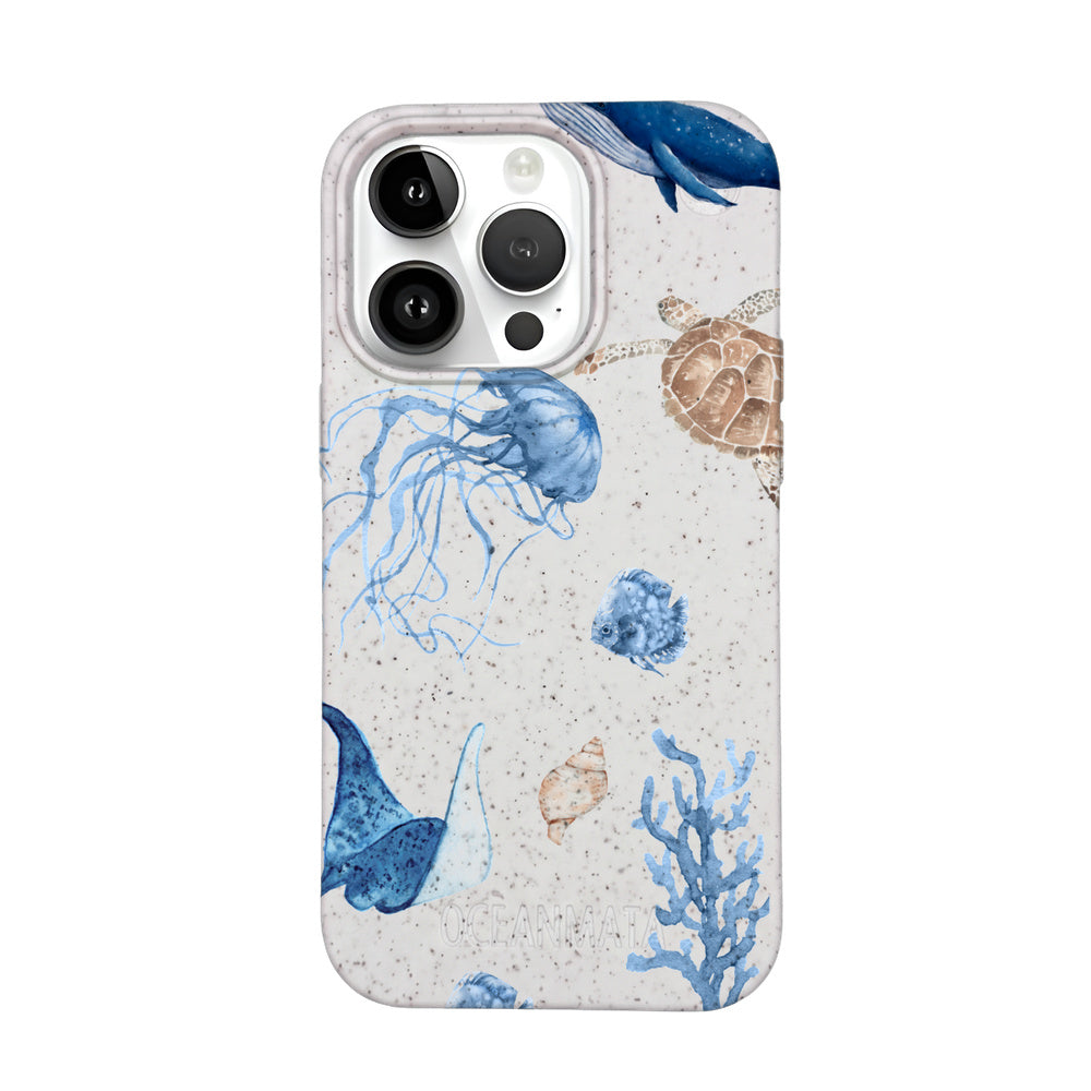 iPhone 14 Pro Case - White Turtle - "Sea Turtle & Friends" - Sustainable