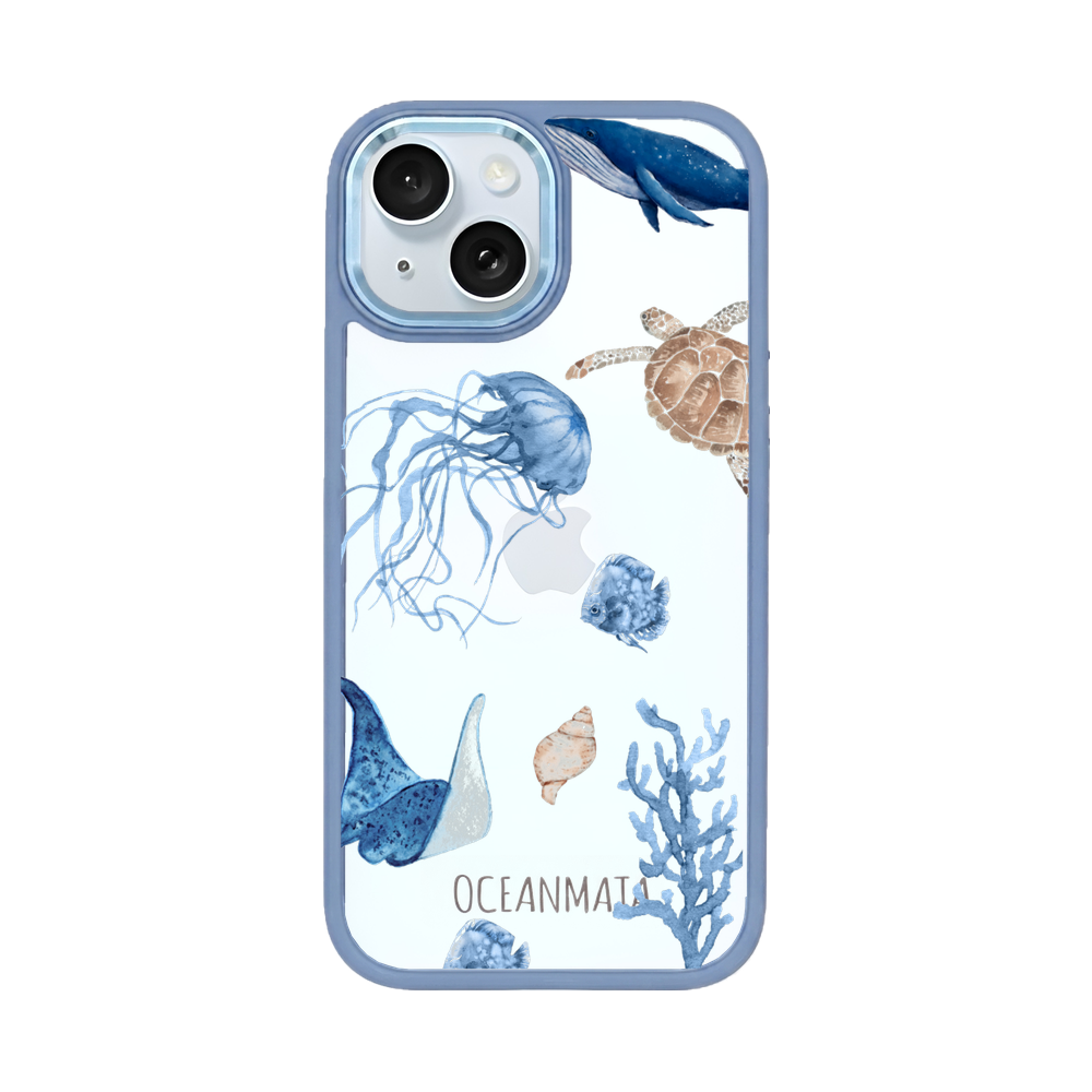 iPhone 15 hoesje - witte schildpad - "Turtle &amp; Friends" - duurzaam