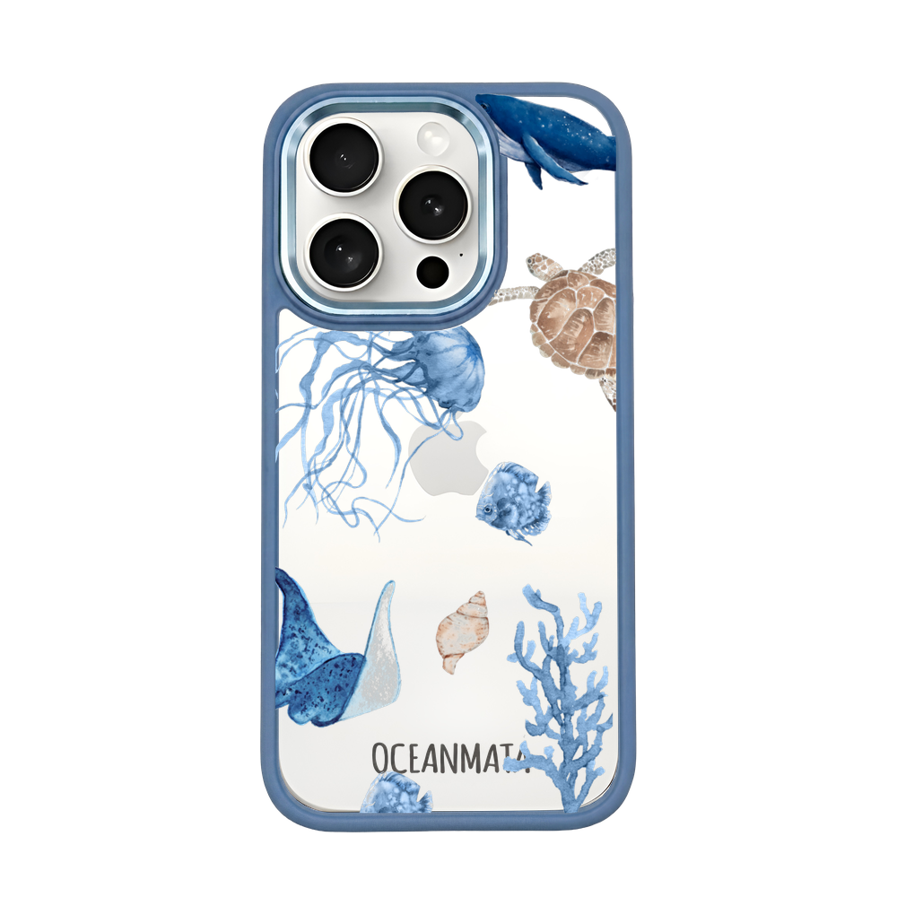 iPhone 15 pro hoesje - witte schildpad - "Turtle &amp; Friends" - duurzaam