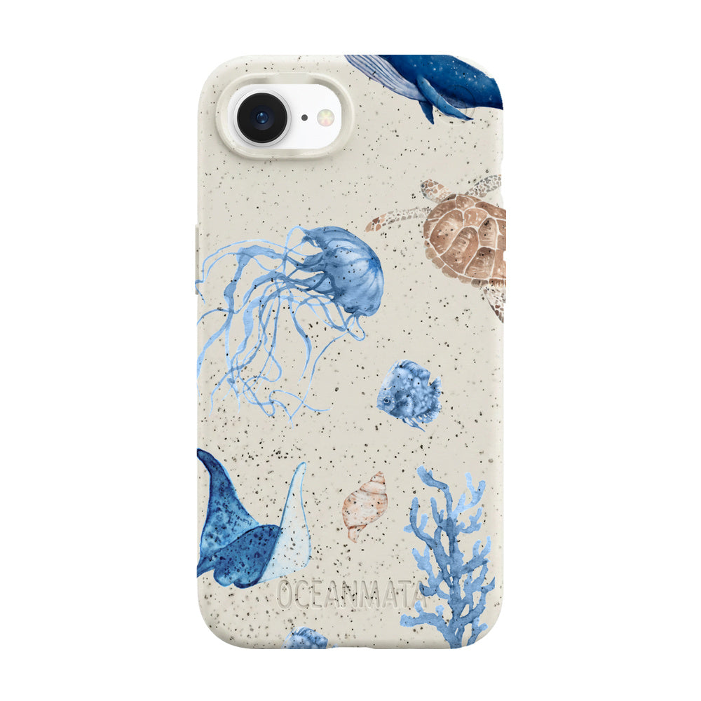iPhone 16e/17e Hülle - weiß Schildkröte - "Sea Turtle & Friends" - nachhaltig