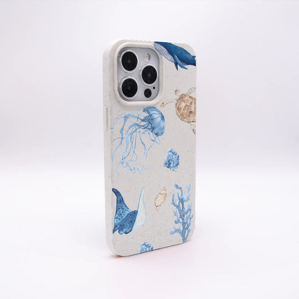 iPhone 16 pro Hülle - weiß Schildkröte - "Sea Turtle & Friends" - nachhaltig