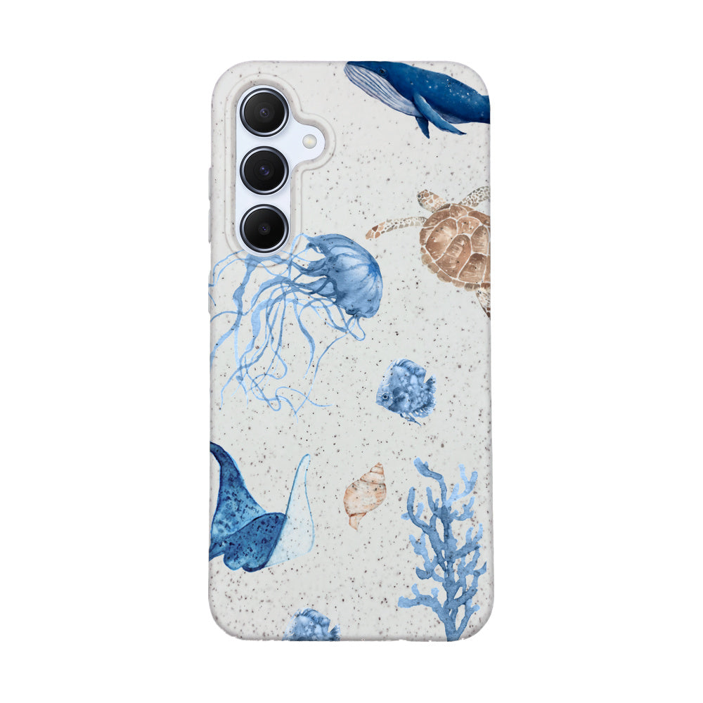 Samsung A55 Case - White Turtle - "Sea Turtle & Friends" - sustainable