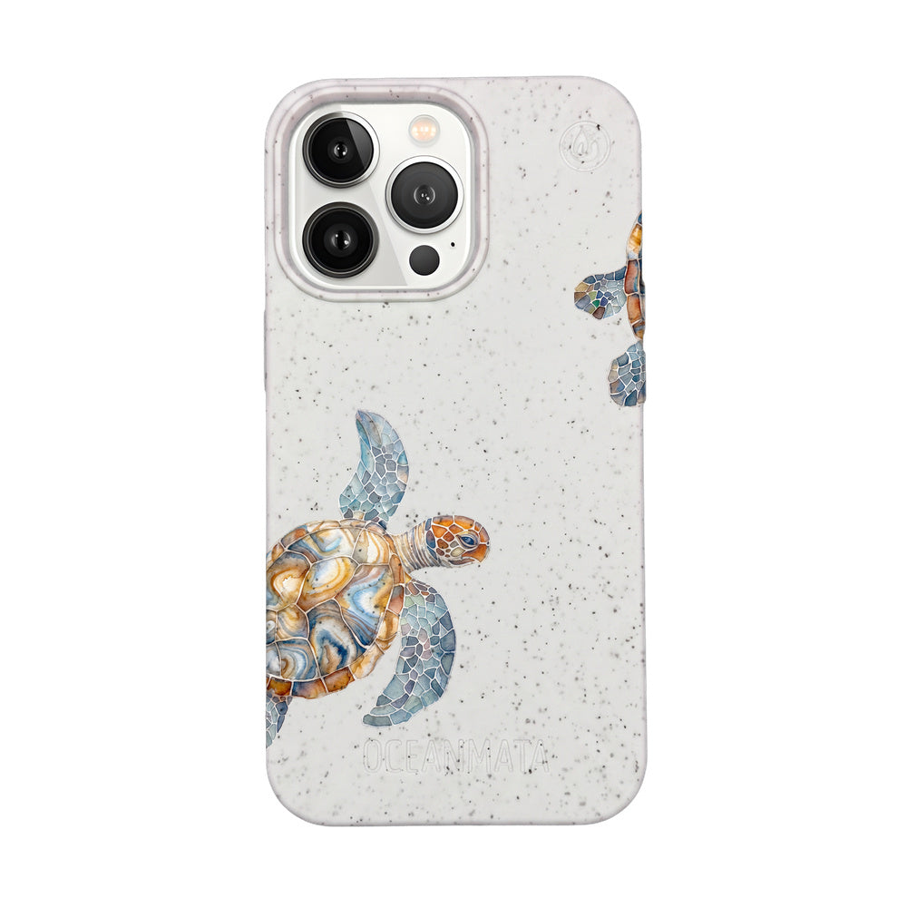 iPhone 13 pro Hülle - Schildkröte weiß - "TurtleGaze" - nachhaltig