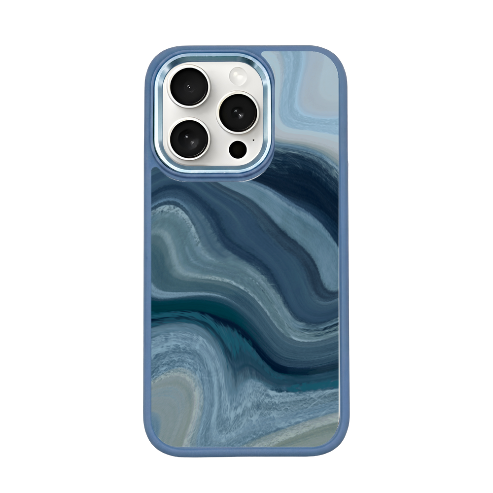 iPhone 15 pro max hoesje - Line Art Ocean - "Waves of Balance" - duurzaam