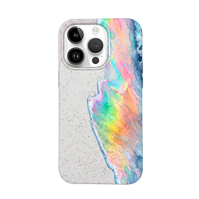 iPhone 14 Pro Max Case - Rainbow Wave White - "WaveOfPride" - sustainable