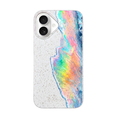 iPhone 16 Hülle - Regenbogen Welle weiß - "WaveOfPride" - nachhaltig
