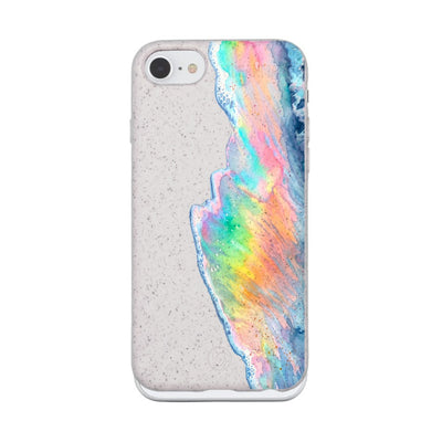 iPhone SE/7/8 Hülle - Regenbogen Welle weiß - "WaveOfPride" - nachhaltig
