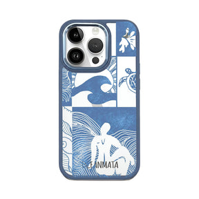 iPhone 14 pro max hoesje - Line Art Ocean - "Waves of Balance" - duurzaam