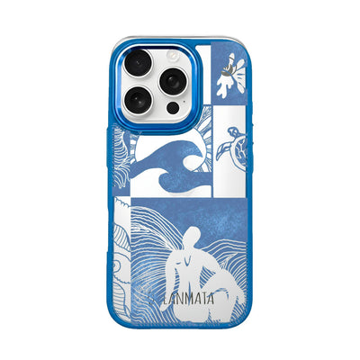 iPhone 16 pro hoesje - Line Art Ocean - "Waves of Balance" - duurzaam