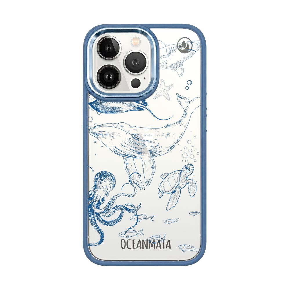 iPhone 13 pro hoesje - walvisblauw - "WhaleLife" - duurzaam 