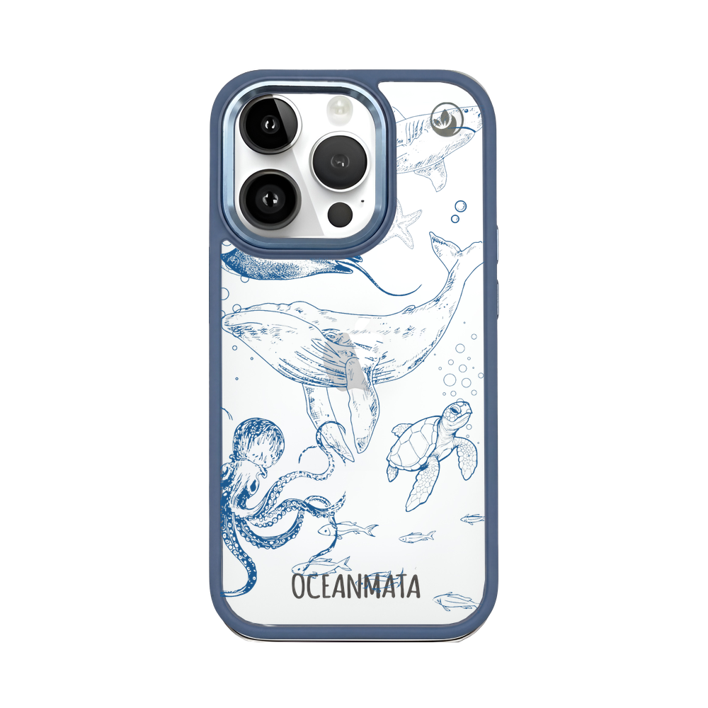 iPhone 14 pro max hoesje - walvisblauw - "WhaleLife" - duurzaam 