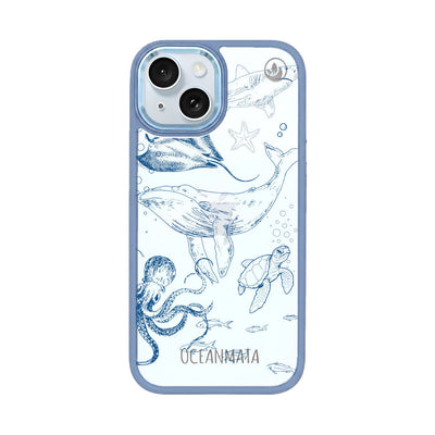 iPhone 15 hoesje - Walvisblauw - "WhaleLife" - Duurzaam 