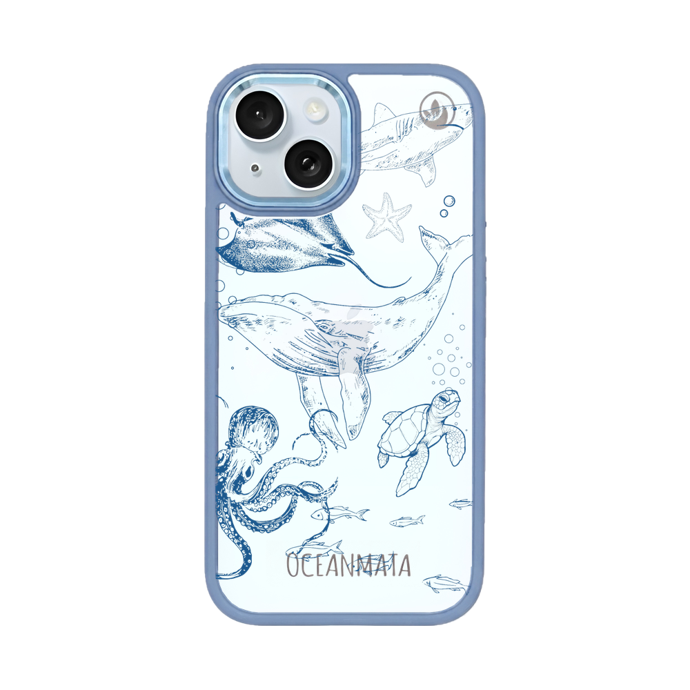 iPhone 15 hoesje - Walvisblauw - "WhaleLife" - Duurzaam 