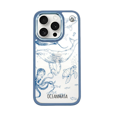 iPhone 15 pro hoesje - walvisblauw - "WhaleLife" - duurzaam 