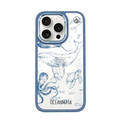 iPhone 15 pro hoesje - walvisblauw - "WhaleLife" - duurzaam 