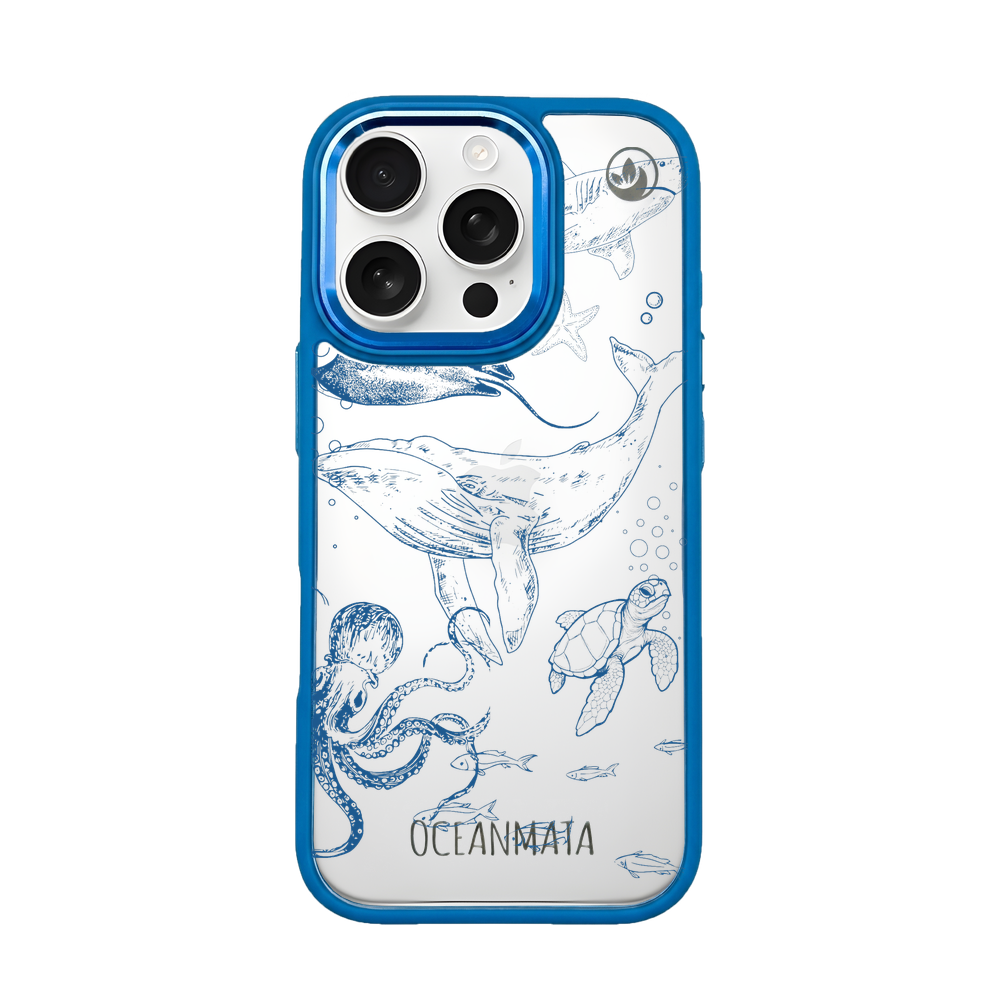 iPhone 16 pro max hoesje - walvisblauw - "WhaleLife" - duurzaam 