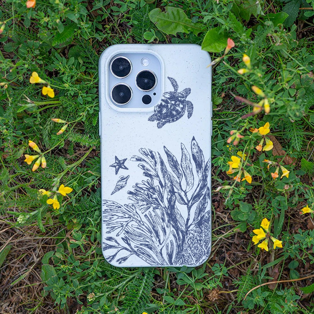 Biologisch abbaubare Handyhülle iPhone 16 Whitesilentwaves — kompostierbar — Bonus