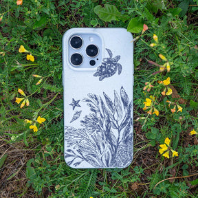 Biologisch abbaubare Handyhülle iPhone 15 Whitesilentwaves — kompostierbar — Bonus