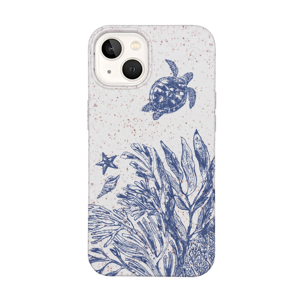 iPhone 13 Hülle - Schildkröten weiß - "White Silent Waves" - nachhaltig