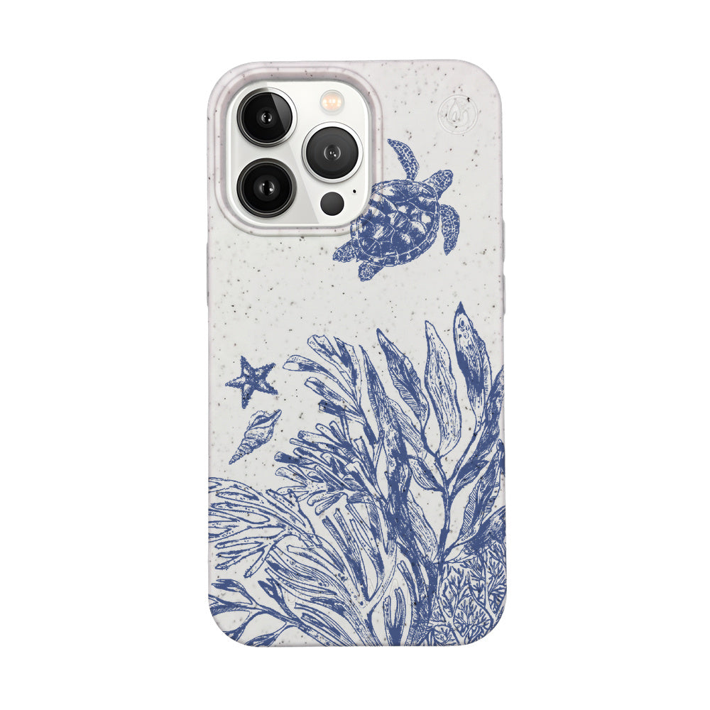 iPhone 13 pro Hülle - Schildkröten weiß - "White Silent Waves" - nachhaltig