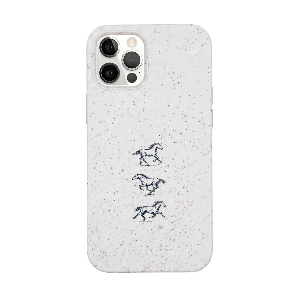 iPhone 12 pro / iPhone 12 Hülle - Pferd weiß - "wild" - nachhaltig