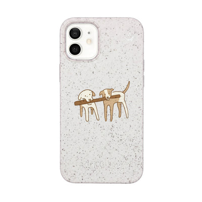 iPhone 12 mini Hülle - Hunde weiß - "Wuff" - nachhaltig